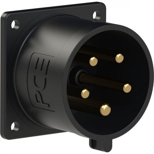 Industrial panel plug 5x32A (3P+N+PE) 6h IP44 70x70mm black