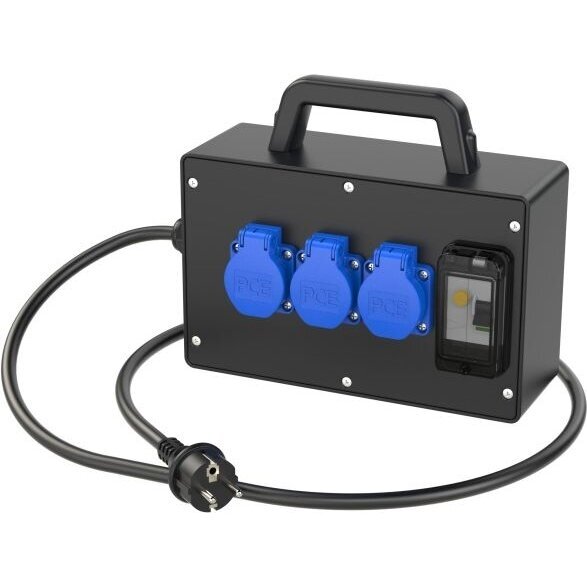 Mobile power distribution unit w/RCD protection 3x16A 250V IP54, TRAUNSEE