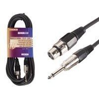 Professional cable XLR 3-pin socket to 6.3mm mono plug, 6m.