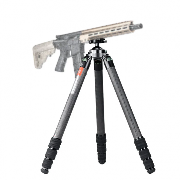 T4040CS-D Hunting Tripod for Shooting Rifle Stand Carbon Fiber,40mm,4 Sections,load 88lbs(40kgs),with Arca-Swiss Picatinny Adapter Clamp 4